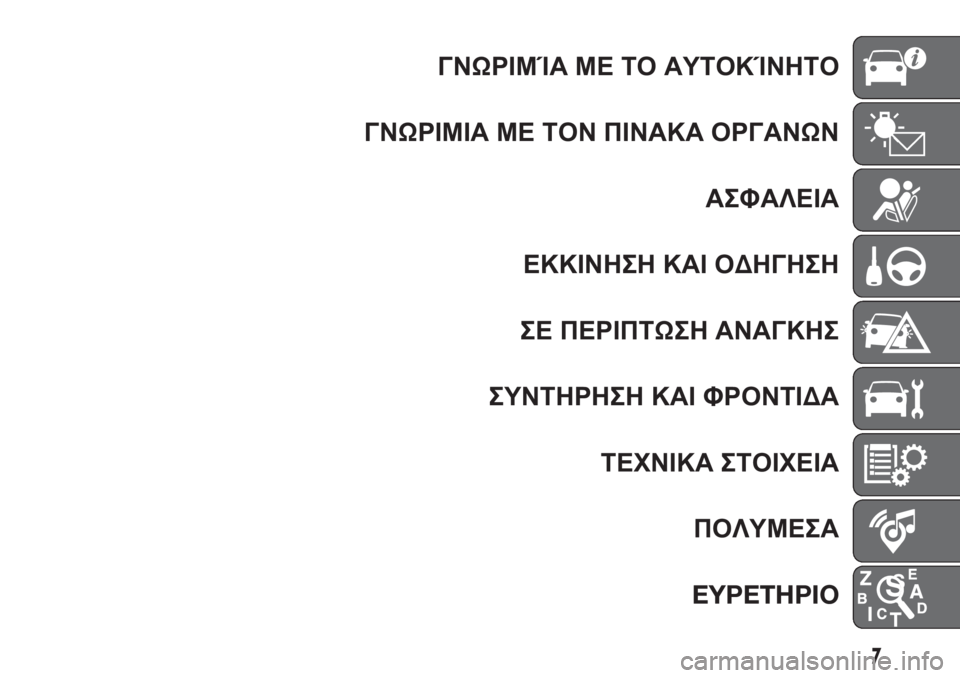 FIAT DOBLO PANORAMA 2018 ΒΙΒΛΙΟ ΧΡΗΣΗΣ ΚΑΙ ΣΥΝΤΗΡΗΣΗΣ (in Greek) ΓΝΩΡΙΜΊΑ ΜΕ ΤΟ ΑΥΤΟΚΊΝΗΤΟ
ΓΝΩΡΙΜΙΑ ΜΕ ΤΟΝ ΠΙΝΑΚΑ ΟΡΓΑΝΩΝ
ΑΣΦΑΛΕΙΑ
ΕΚΚΙΝΗΣΗ ΚΑΙ ΟΔΗΓΗΣΗ
ΣΕ ΠΕΡΙΠΤΩΣΗ ΑΝΑΓΚΗΣ
FIAT DOBLO PANORAMA 2018 ΒΙΒΛΙΟ ΧΡΗΣΗΣ ΚΑΙ ΣΥΝΤΗΡΗΣΗΣ (in Greek) ΓΝΩΡΙΜΊΑ ΜΕ ΤΟ ΑΥΤΟΚΊΝΗΤΟ
ΓΝΩΡΙΜΙΑ ΜΕ ΤΟΝ ΠΙΝΑΚΑ ΟΡΓΑΝΩΝ
ΑΣΦΑΛΕΙΑ
ΕΚΚΙΝΗΣΗ ΚΑΙ ΟΔΗΓΗΣΗ
ΣΕ ΠΕΡΙΠΤΩΣΗ ΑΝΑΓΚΗΣ