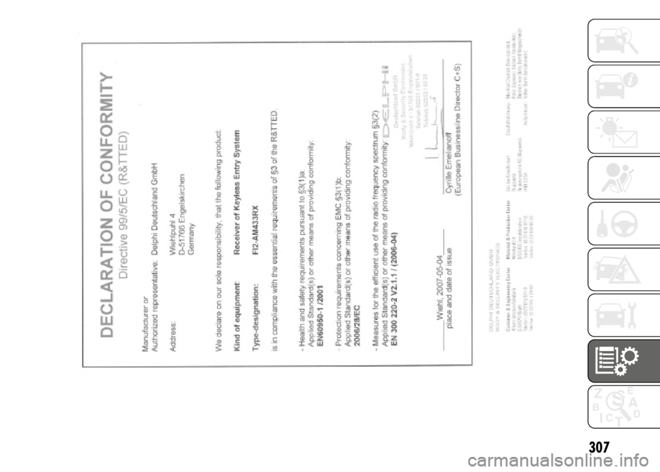 FIAT DOBLO PANORAMA 2021 Knjižica s uputama za uporabu i održavanje (in Croatian) 307 FIAT DOBLO PANORAMA 2021 Knjižica s uputama za uporabu i održavanje (in Croatian) 307