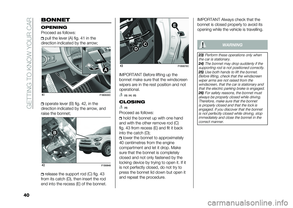 FIAT 500X 2020  Owner handbook (in English) ��B�/���,�5�B�����A�5��#��)���4����4
�� ��
����
�
������
�=������ �� ��������2
���� �	�
� ����� �3��6 ��
�� �F�! �
� �	�
�
��
����	�
�� 