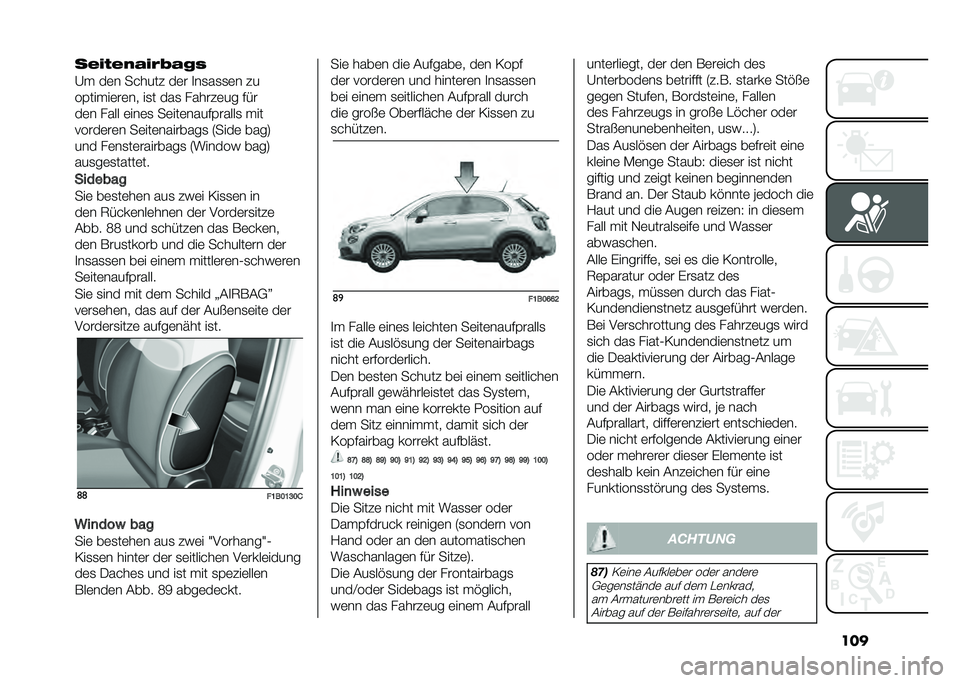 FIAT 500X 2020  Betriebsanleitung (in German) �����%�)�,�%�-�1�)��7�1�3�+
�B� ��	� ������ ��	� �
��
��
�
�	� ��
��%�����	��	�� ��
� ���
 ������	�� ���
��	� ���� �	���	�
 ��	���	�����%���
