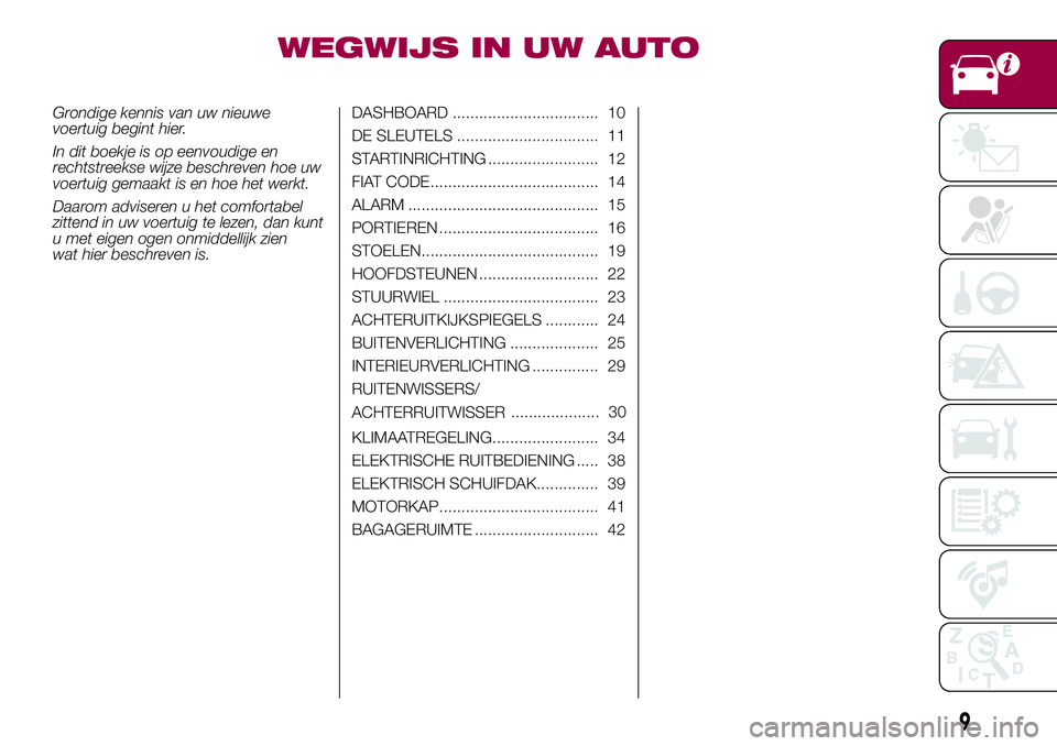 FIAT 500X 2017 Instructieboek (in Dutch) WEGWIJS IN UW AUTO
Grondige kennis van uw nieuwe
voertuig begint hier.
In dit boekje is op eenvoudige en
rechtstreekse wijze beschreven hoe uw
voertuig gemaakt is en hoe het werkt.
Daarom adviseren u FIAT 500X 2017 Instructieboek (in Dutch) WEGWIJS IN UW AUTO
Grondige kennis van uw nieuwe
voertuig begint hier.
In dit boekje is op eenvoudige en
rechtstreekse wijze beschreven hoe uw
voertuig gemaakt is en hoe het werkt.
Daarom adviseren u