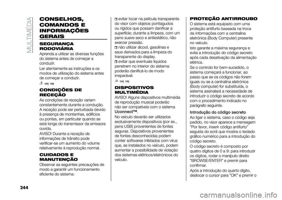 FIAT 500X 2020  Manual de Uso e Manutenção (in Portuguese) ���C�.�J�F���-�F�1
��� ����������Y
����	���� �
�������	����
����	��
������	���	
�������*���	
�1���	��
� � �������� �� �
���	���