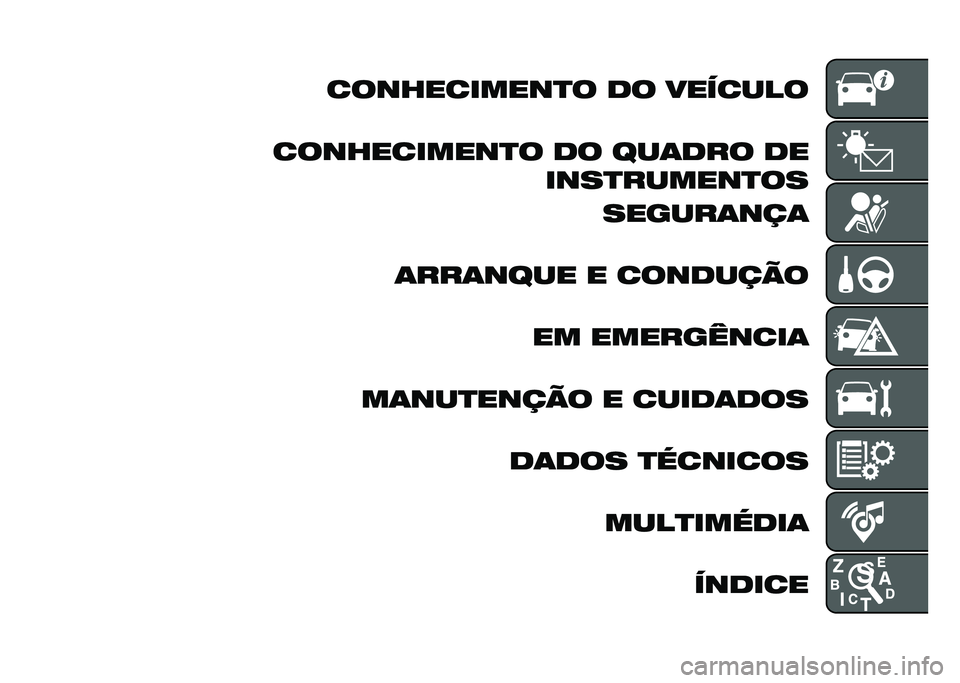 FIAT 500X 2020  Manual de Uso e Manutenção (in Portuguese) �����������
� �� �������
�����������
� �� ���	��� �� ����
������
��
������	���	
�	���	���� � �������� �� ����������	
