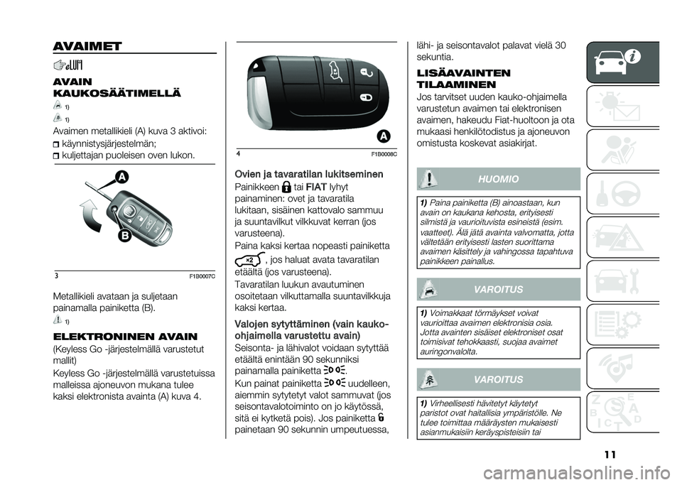 FIAT 500X 2020  Käyttö- ja huolto-ohjekirja (in in Finnish) ���
��
��	��
�
��
��
��
���������	����
�9�3
�9�3
�4�
����� ������������ �%�4�( ���
� �? �����
��� ��	����������	���������	��F
���