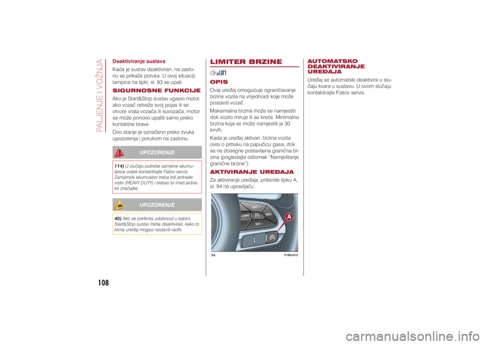 FIAT 500X 2017  Knjižica s uputama za uporabu i održavanje (in Croatian) 108�3�$�/�-�(�1�-�(��,��9�2�