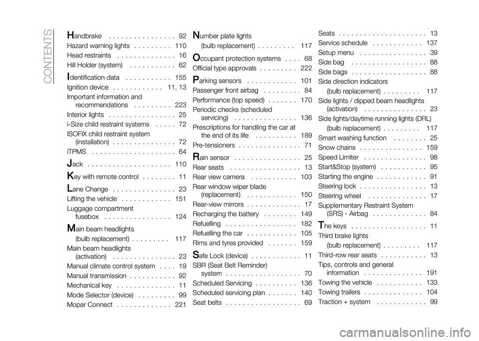 FIAT 500L 2020  Owner handbook (in English) ��(�/�0�#�)�0�#� �
��
�����
� � � � � � � � � � � � � � � � � �2�3
���;��� ����
�	�
� ��	���� � � � � � � � � � �A�A�
���� �������	�
�� � 