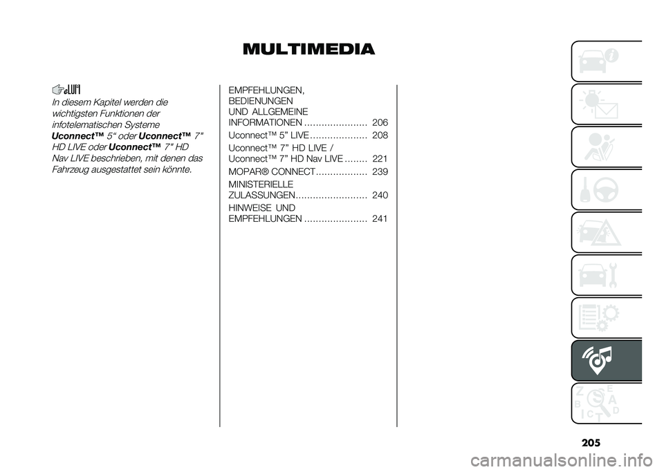 FIAT 500L 2020  Betriebsanleitung (in German) ���
���
��������
� ���	�
�	�  �=��(���	� ��	���	� ���	
��������
��	� ���������	� ��	�
������	��	� ����
���	� ��@�
��	� �	
��/�
����/��<�