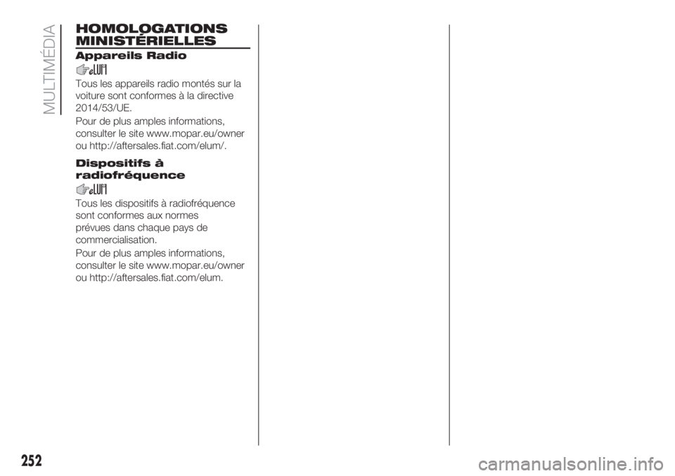 FIAT 500L 2019 Notice dentretien (in French) HOMOLOGATIONS
MINISTÉRIELLES
252
MULTIMÉDIA
(00123456 .1748
!"#$%&$’((’)&*%$)’+*" ,"-./$$#)%’
0"*.#)&$"-. 1"-2"),&$3 %’ +*)&1.*0&
456789:8;<=
>"#)+&(%#$’, FIAT 500L 2019 Notice dentretien (in French) HOMOLOGATIONS
MINISTÉRIELLES
252
MULTIMÉDIA
(00123456 .1748
!"#$%&$’((’)&*%$)’+*" ,"-./$$#)%’
0"*.#)&$"-. 1"-2"),&$3 %’ +*)&1.*0&
456789:8;<=
>"#)+&(%#$’,