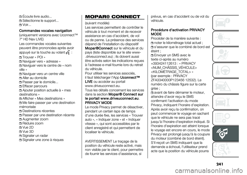 FIAT 500L 2020  Notice dentretien (in French) ����J����� �	�
��� ����
����
�,��	����
��
�
� �	� ����������
�)��
����
��������� ������� �����8��	���
�1��
�
������
� �����
�