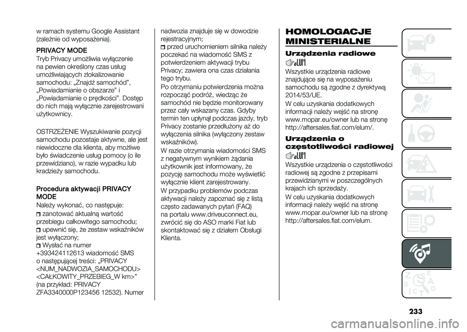 FIAT 500L 2021  Instrukcja obsługi (in Polish) ���� ���
��� �����	�
� �/�����	 �@��������
�5����	�#���	 �� �������#�	����6�
�	�8��T�2�1�< �:�3�0�.
�>��� �%���[��� ��
��#����� ����!���