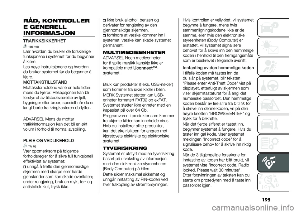 FIAT 500L 2020  Drift- og vedlikeholdshåndbok (in Norwegian) �������E ����
������
� ��������
�����������
�/�.�(��� � �)�� � �%�.�9�%�/
�@�B��4 �@�B�B�4
��� ������� �� ����
�
� ��
 �����
��
�	�	��