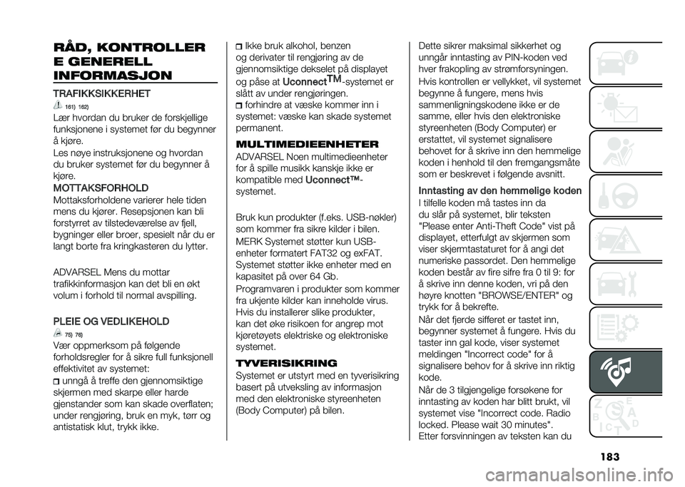 FIAT 500L 2021  Drift- og vedlikeholdshåndbok (in Norwegian) �������E ����
������
� ��������
�����������
�/�.�(��� � �)�� � �%�.�9�%�/
�@�B�@�4 �@�B�=�4
��0� ������� �� ����
�
� ��
 �����
��
�	�	��