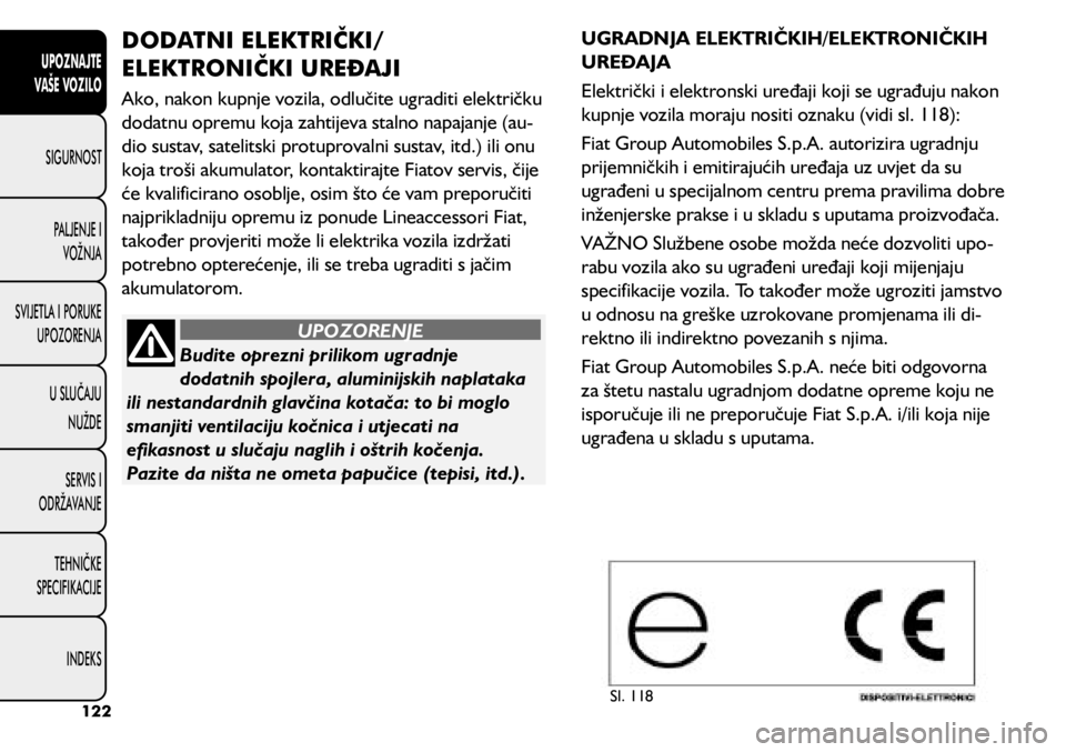 FIAT 500L 2019 Knjižica s uputama za uporabu i održavanje (in Croatian) Budite oprezni prilikom ugradnje
dodatnih spojlera, aluminijskih naplataka
ili nestandardnih glavčina kotača: to bi moglo
smanjiti ventilaciju kočnica i utjecati na
efikasnost u slučaju naglih FIAT 500L 2019 Knjižica s uputama za uporabu i održavanje (in Croatian) Budite oprezni prilikom ugradnje
dodatnih spojlera, aluminijskih naplataka
ili nestandardnih glavčina kotača: to bi moglo
smanjiti ventilaciju kočnica i utjecati na
efikasnost u slučaju naglih