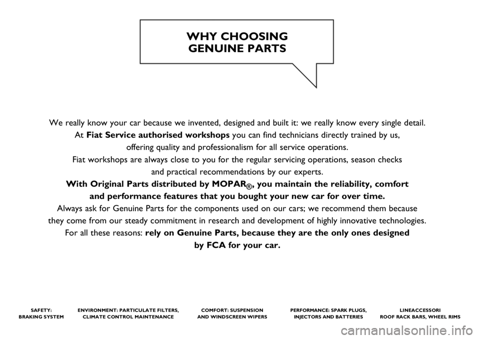 FIAT 500L LIVING 2020  Owner handbook (in English) We really know your car because we invented, designed and built it: we really know every single detail. 
At Fiat Service authorised workshopsyou can find technicians directly trained by us, 
offering 