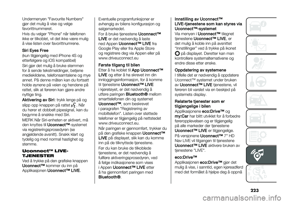 FIAT 500L LIVING 2021  Drift- og vedlikeholdshåndbok (in Norwegian) ����7���
���
�� �
� �1���������
 �����
���1
���"� ��
� ���	�� � ����
 �� ��
�	��

�������������
��
��
�8��� �� ��
�	��
� �1�2����
�1 �