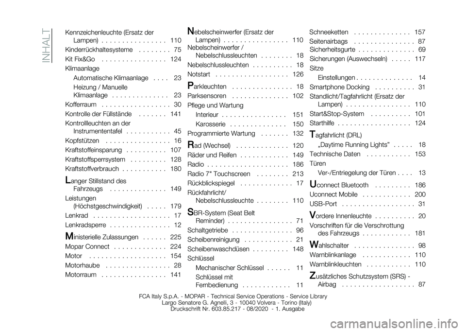 FIAT PANDA 2021  Betriebsanleitung (in German) ��
�-�/�#�"�% �<�	����	����	���	�����	 �4�(��
��� ��	�
�"���&�	��7 � � � � � � � � � � � � � � � � �E�E�J
�<����	����������	�
�?�
��	��	 � � � �
