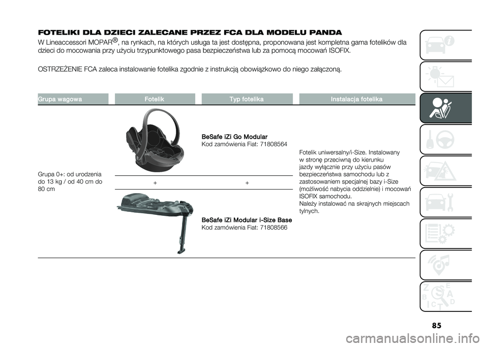 FIAT PANDA 2020  Instrukcja obsługi (in Polish) ��
�+����)��� � �)� � ����� ���)����� ����� �+�� � �)� ��� ��)� ���� �
�% �3���	����	����� �?���@�A
�U
�  �� ����
����  �� �
������ ��