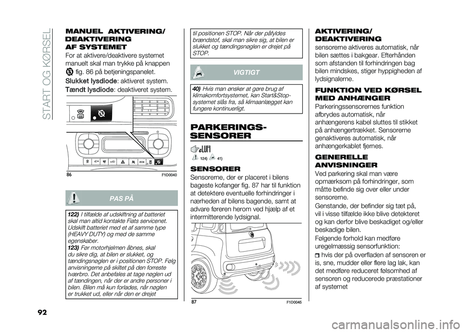 FIAT PANDA 2020  Brugs- og vedligeholdelsesvejledning (in Danish) �� �5�7�8�5��-�&��3�@�8� �#�0
�� ������
�����"������&
�������"�����
�� ��������
���	 �� �������	��<�
��������	� ��������
������