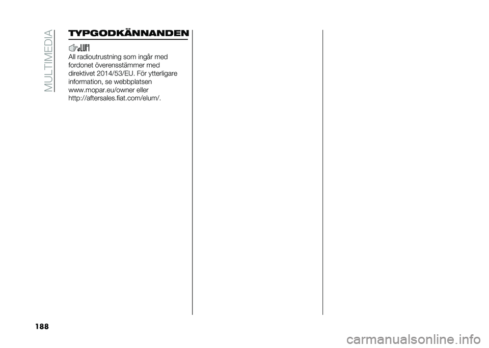 FIAT PANDA 2020  Drift- och underhållshandbok (in Swedish) ���6�4��#��$�9�#�3
��� ��#�� �������
����
�3�� ������
�	��
��	���� ��� ����� ���
��������	 ���������	����� ���
������	����	 �1