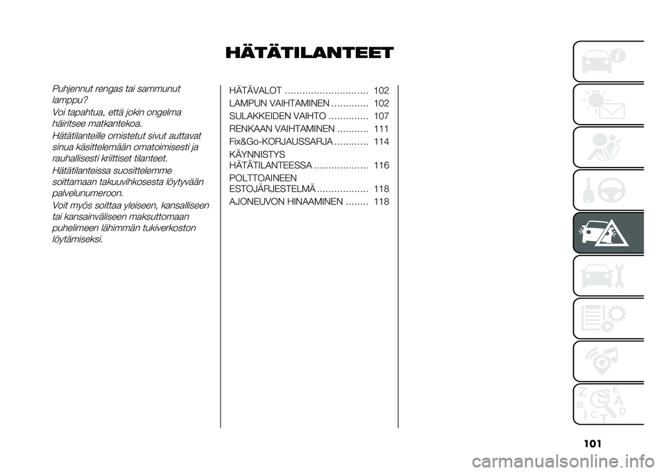 FIAT PANDA 2021  Käyttö- ja huolto-ohjekirja (in in Finnish) ���
��������
���������	����� ����,�
� ��
� ��
������
��
�����V
�0�� ��
��
����
� ���� �	���� ���,����
��������� ��
���
����