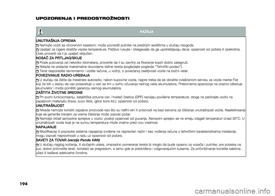 FIAT PANDA 2020  Knjižica za upotrebu i održavanje (in Serbian) �
��� ���������� � ���� ������!�����
�
������
����2�,��4��� �*��,�1�3� �%���	��� ��	�
��� �� �	���	����	� ������	��) ��	�#� ��	��