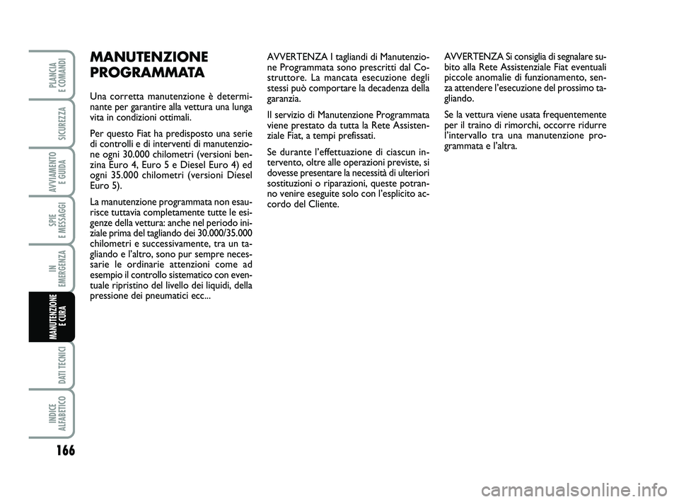 FIAT PUNTO 2011 Libretto Uso Manutenzione (in Italian) AVVERTENZA I tagliandi di Manutenzio-
ne Programmata sono prescritti dal Co-
struttore. La mancata esecuzione degli
stessi può comportare la decadenza della
garanzia.
Il servizio di Manutenzione Prog FIAT PUNTO 2011 Libretto Uso Manutenzione (in Italian) AVVERTENZA I tagliandi di Manutenzio-
ne Programmata sono prescritti dal Co-
struttore. La mancata esecuzione degli
stessi può comportare la decadenza della
garanzia.
Il servizio di Manutenzione Prog