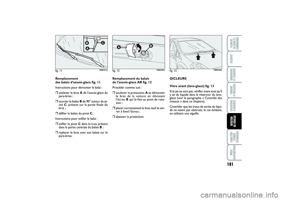 FIAT PUNTO 2014 Notice dentretien (in French) 181
SÉCURITÉDÉMARRAGE
ET CONDUITETÉMOINS
ET MESSAGESSITUATIONS
D’URGENCECARACTÉRI-
STIQUES
TECHNIQUESINDEX
ALPHABÉTIQUEPLANCHE
DE BORD ET
COMMANDESENTRETIEN
DU VÉHICULE
Remplacement
des FIAT PUNTO 2014 Notice dentretien (in French) 181
SÉCURITÉDÉMARRAGE
ET CONDUITETÉMOINS
ET MESSAGESSITUATIONS
D’URGENCECARACTÉRI-
STIQUES
TECHNIQUESINDEX
ALPHABÉTIQUEPLANCHE
DE BORD ET
COMMANDESENTRETIEN
DU VÉHICULE
Remplacement
des