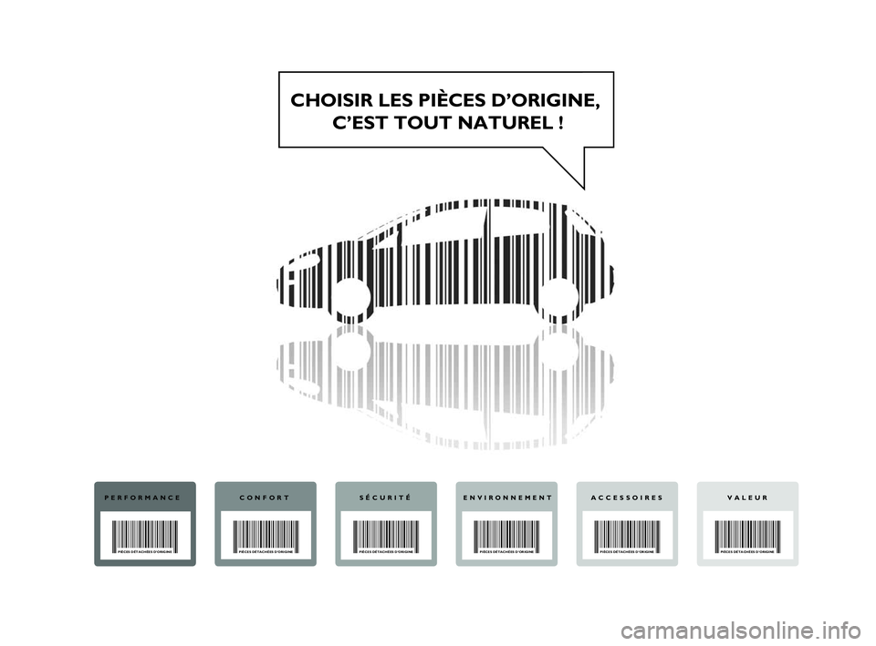 FIAT PUNTO 2018  Notice dentretien (in French) CHOISIR LES PIÈCES D’ORIGINE, C’EST TOUT NATUREL !
PERFORMANCE
PIÈCES DÉTACHÉES D’ORIGINE
CONFORT
PIÈCES DÉTACHÉES D’ORIGINEPIÈCES DÉTACHÉES D’ORIGINE
ENVIRONNEMENT
PIÈCES DÉTACH