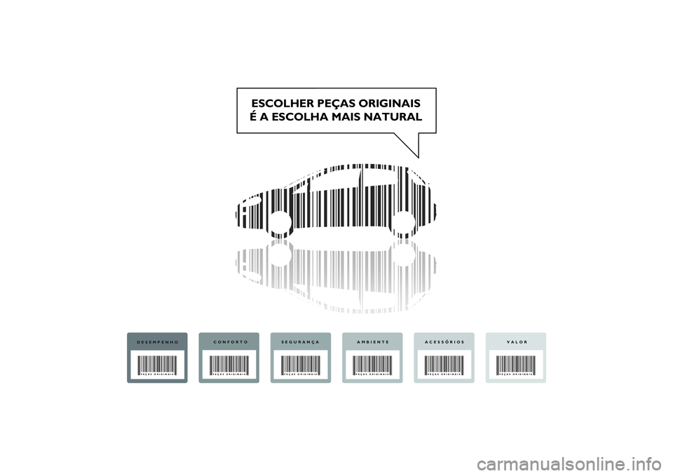 FIAT PUNTO 2014  Manual de Uso e Manutenção (in Portuguese) ESCOLHER PEÇAS ORIGINAIS
É A ESCOLHA MAIS NATURAL
DESEMPENHOPEÇAS ORIGINAIS
CONFORTOPEÇAS ORIGINAIS
SEGURANÇAPEÇAS ORIGINAIS
AMBIENTEPEÇAS ORIGINAIS
VALORPEÇAS ORIGINAIS
ACESSÓRIOSPEÇAS ORIG