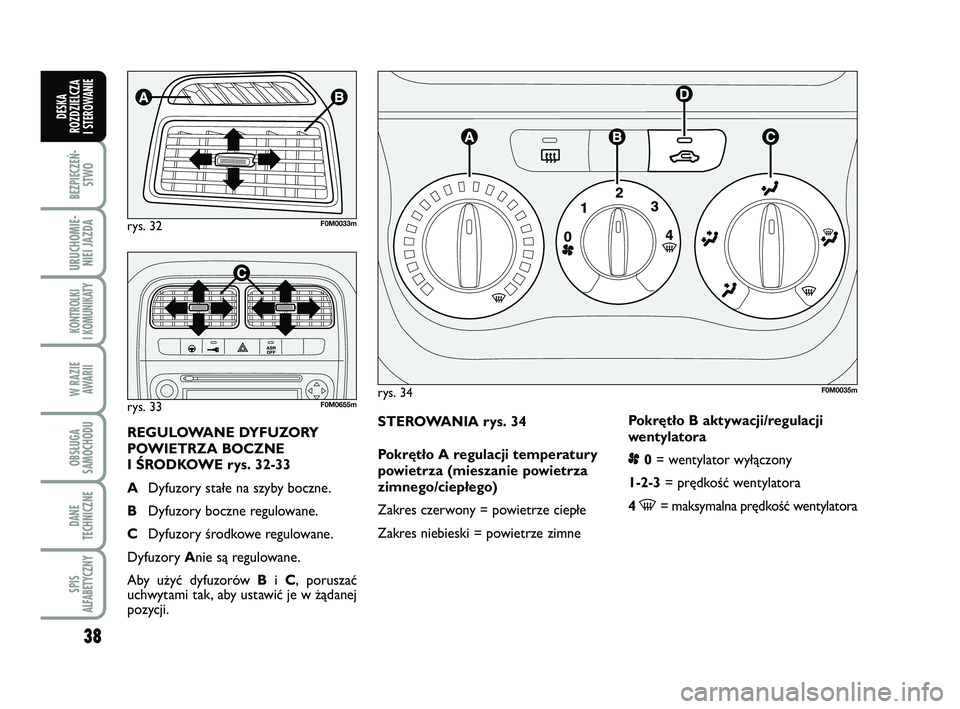 FIAT PUNTO 2019 Instrukcja obsługi (in Polish) 38
BEZ PIE CZEŃ -STWO
URU CHO MIE -NIEI JAZ DA
KON TRO L KI
I KO MU NI KA TY
W RA ZIE AWA RII
OB SŁU GA
SA MO CHO DU
DA NE
TECH NICZ NE
SPIS
ALFABETYCZNY
DE SKA
ROZ DZIEL CZA
I STEROWANIE
STE RO W FIAT PUNTO 2019 Instrukcja obsługi (in Polish) 38
BEZ PIE CZEŃ -STWO
URU CHO MIE -NIEI JAZ DA
KON TRO L KI
I KO MU NI KA TY
W RA ZIE AWA RII
OB SŁU GA
SA MO CHO DU
DA NE
TECH NICZ NE
SPIS
ALFABETYCZNY
DE SKA
ROZ DZIEL CZA
I STEROWANIE
STE RO W