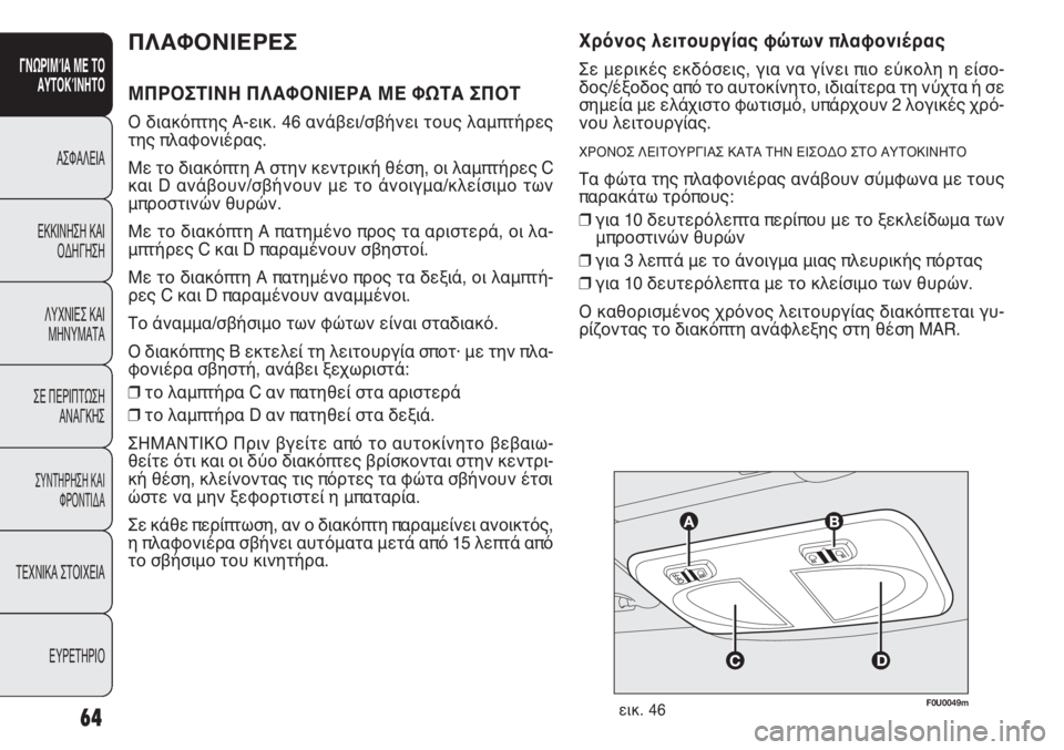 FIAT PUNTO 2013 ΒΙΒΛΙΟ ΧΡΗΣΗΣ ΚΑΙ ΣΥΝΤΗΡΗΣΗΣ (in Greek) F0U0049mεικ. 4664
ΓΝΩΡΙΜΊΑ ΜΕ ΤΟ
ΑΥΤΟΚΊΝΗΤΟ
ΑΣΦΑΛΕΙΑ
ΕΚΚΙΝΗΣΗ ΚΑΙ
ΟΔΗΓΗΣΗ
ΛΥΧΝΙΕΣ ΚΑΙ
ΜΗΝΥΜΑΤΑ
ΣΕ ΠΕΡΙΠΤΩΣΗ
ΑΝΑΓΚΗ FIAT PUNTO 2013 ΒΙΒΛΙΟ ΧΡΗΣΗΣ ΚΑΙ ΣΥΝΤΗΡΗΣΗΣ (in Greek) F0U0049mεικ. 4664
ΓΝΩΡΙΜΊΑ ΜΕ ΤΟ
ΑΥΤΟΚΊΝΗΤΟ
ΑΣΦΑΛΕΙΑ
ΕΚΚΙΝΗΣΗ ΚΑΙ
ΟΔΗΓΗΣΗ
ΛΥΧΝΙΕΣ ΚΑΙ
ΜΗΝΥΜΑΤΑ
ΣΕ ΠΕΡΙΠΤΩΣΗ
ΑΝΑΓΚΗ