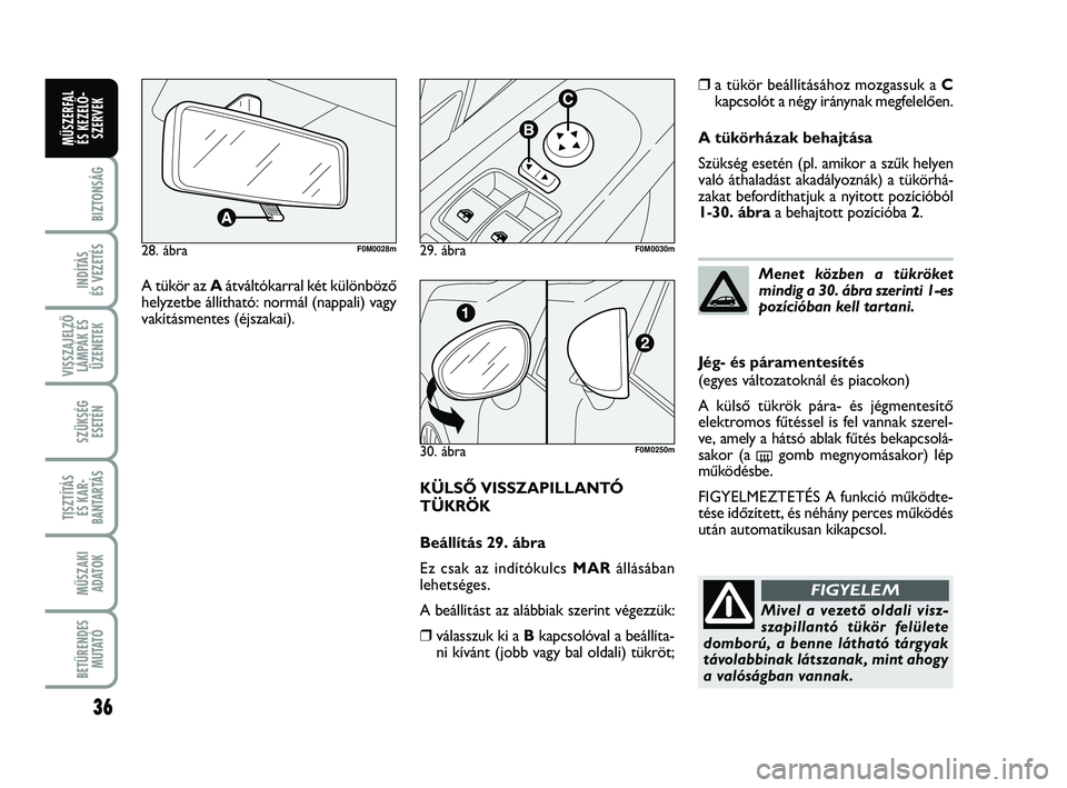 FIAT PUNTO 2020 Kezelési és karbantartási útmutató (in Hungarian) 36
BIZTONSÁG
INDÍTÁS
ÉS VEZETÉS
VISSZAJELZŐ LÁMPÁK ÉSÜZENETEK
SZÜKSÉG ESETÉN
TISZTÍTÁS ÉS KAR -
BANTARTÁS
MŰSZAKI ADATOK
BETŰRENDES M U TAT Ó
MŰSZERFAL ÉS KEZELŐ - SZERVEK
KÜL FIAT PUNTO 2020 Kezelési és karbantartási útmutató (in Hungarian) 36
BIZTONSÁG
INDÍTÁS
ÉS VEZETÉS
VISSZAJELZŐ LÁMPÁK ÉSÜZENETEK
SZÜKSÉG ESETÉN
TISZTÍTÁS ÉS KAR -
BANTARTÁS
MŰSZAKI ADATOK
BETŰRENDES M U TAT Ó
MŰSZERFAL ÉS KEZELŐ - SZERVEK
KÜL