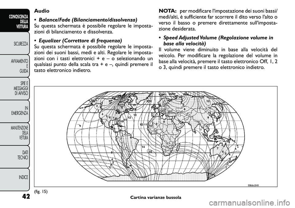 FIAT FREEMONT 2011  Libretto Uso Manutenzione (in Italian) Audio 
 Balance/Fade (Bilanciamento/dissolvenza) 
Su questa schermata è possibile regolare le imposta-
zioni di bilanciamento e dissolvenza. 
 Equalizer (Correttore di frequenza) 
Su questa scherma