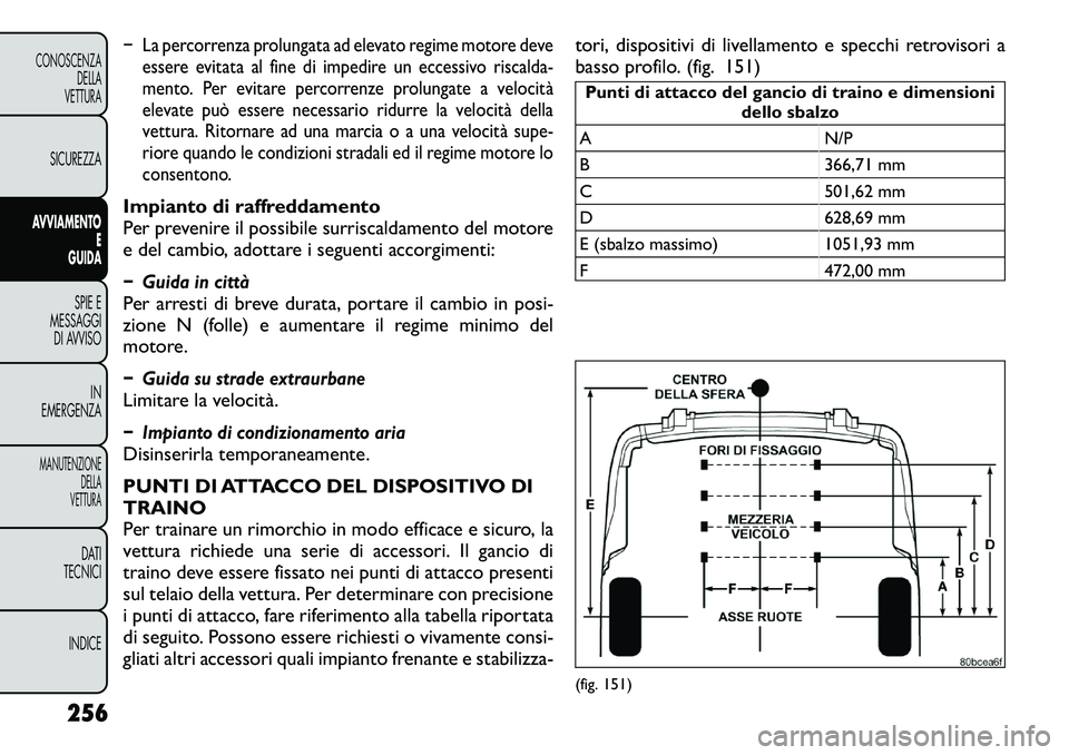 FIAT FREEMONT 2012  Libretto Uso Manutenzione (in Italian) � La percorrenza prolungata ad elevato regime motore deveessere evitata al fine di impedire un eccessivo riscalda-
mento. Per evitare percorrenze prolungate a velocit à
elevate può essere necessario