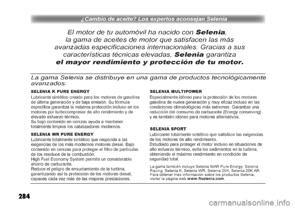 FIAT FREEMONT 2011  Manual de Empleo y Cuidado (in Spanish) 284  