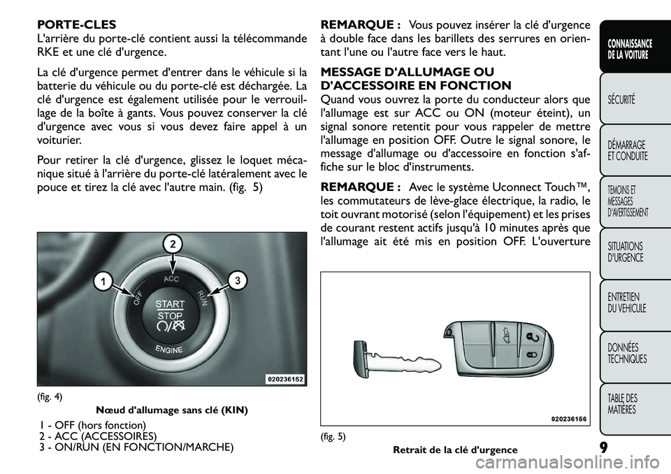 FIAT FREEMONT 2011  Notice dentretien (in French) PORTE-CLES 
L'arrière du porte