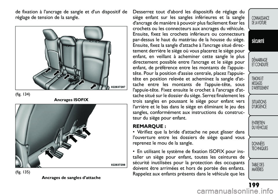 FIAT FREEMONT 2012 Notice dentretien (in French) de fixation à l'ancrage de sangle et d'un dispositif de
réglage de tension de la sangle.Desserrez tout d'abord les dispositifs de réglage du
siège enfant sur les sangles inférieures FIAT FREEMONT 2012 Notice dentretien (in French) de fixation à l'ancrage de sangle et d'un dispositif de
réglage de tension de la sangle.Desserrez tout d'abord les dispositifs de réglage du
siège enfant sur les sangles inférieures