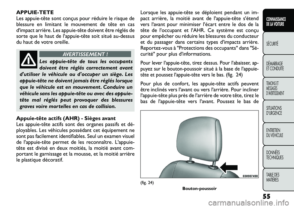 FIAT FREEMONT 2012  Notice dentretien (in French) APPUIE-TETE 
Les appuie