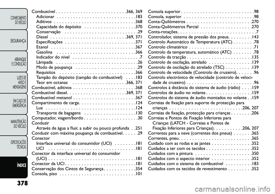FIAT FREEMONT 2013  Manual de Uso e Manutenção (in Portuguese) Combustível . . . . . . . . . . . . . . . . . . . . . . . . . .366, 369Adicionar . . . . . . . . . . . . . . . . . . . . . . . . . . . . .183
Aditivos . . . . . . . . . . . . . . . . . . . . . . . . 