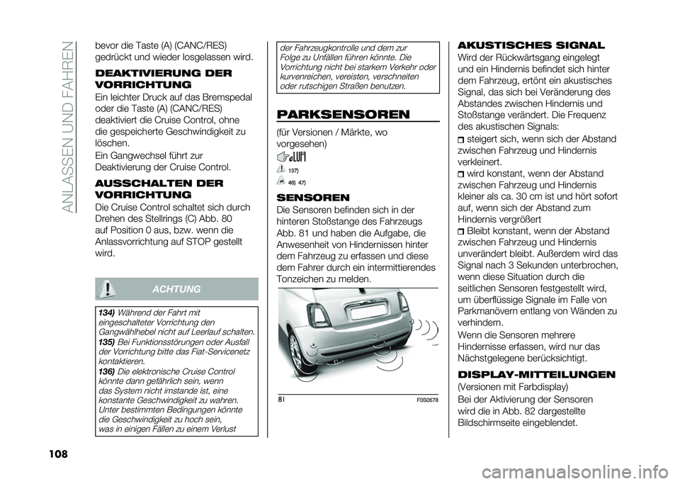 FIAT 500 2021  Betriebsanleitung (in German) ��(�,�"�(����,��@�,�-���(�/�7��,
��� ��	��� ���	 �$��
��	 �6�(�8 �6�J�(�,�J�A�7���8
��	���&��� ��� ���	��	� ���
��	���
�
�	� �����
����������
��