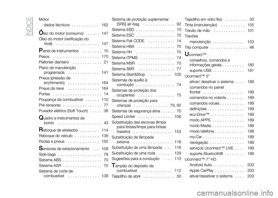 FIAT 500 2021  Manual de Uso e Manutenção (in Portuguese) ��S�+�,�D� �0 �����
����� ��
������ � � � � � � � � � � � �F�Q�:
�< ��� �� ����� �5��������7 � � � � � �F�J�L
�d��� �� ����� �5������