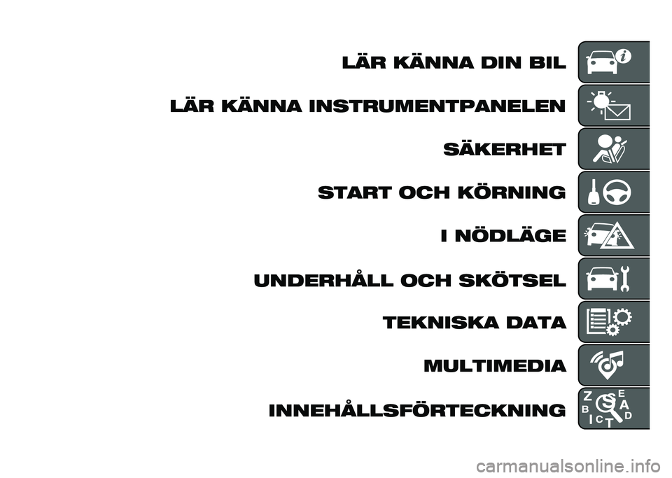 FIAT 500 2021  Drift- och underhållshandbok (in Swedish) ��	� ��	���
 ��� ���
��	� ��	���
 ���
���������
����� �
�	������
�
��
�� ��� ������� � �����	��
��������� ��� �
����
�� ���