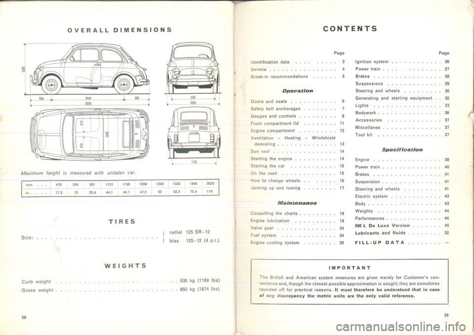 FIAT 500 1959 1.G Instruction Manual 