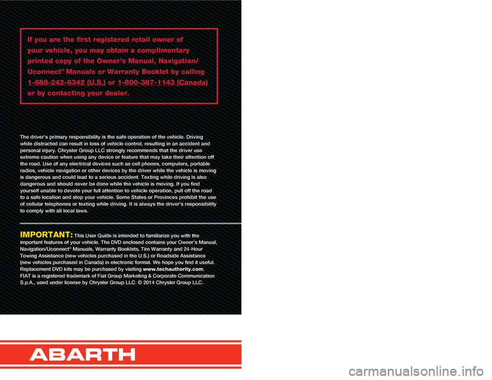 FIAT 500 ABARTH 2015 2.G User Guide �)�F�