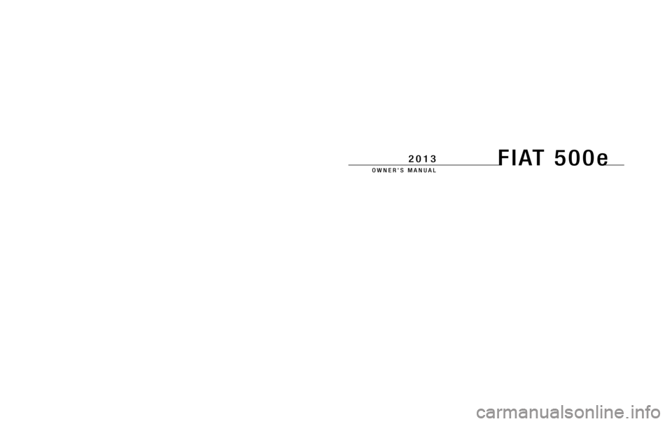 FIAT 500E 2013 2.G Owners Manual 