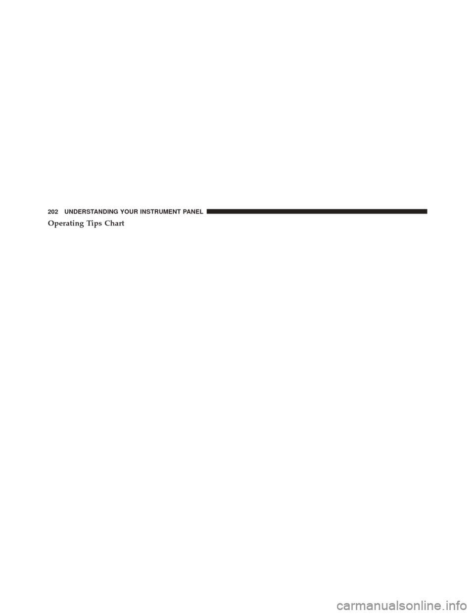 FIAT 500E 2016 2.G Owners Manual Operating Tips Chart
202 UNDERSTANDING YOUR INSTRUMENT PANEL 
