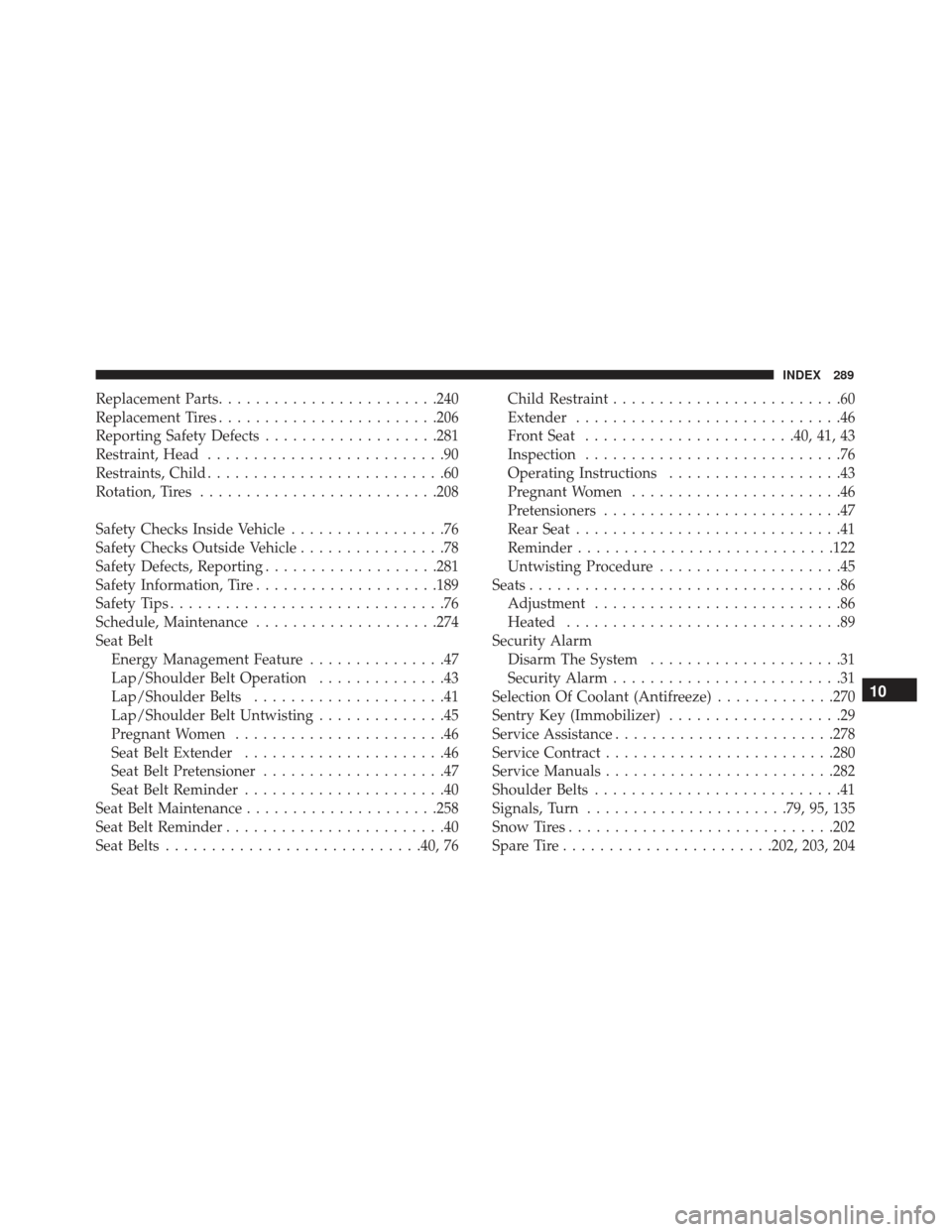 FIAT 500E 2017 2.G Owners Manual Replacement Parts....................... .240
Replacement Tires ....................... .206
Reporting Safety Defects ...................281
Restraint, Head ..........................90
Restraints, Ch FIAT 500E 2017 2.G Owners Manual Replacement Parts....................... .240
Replacement Tires ....................... .206
Reporting Safety Defects ...................281
Restraint, Head ..........................90
Restraints, Ch