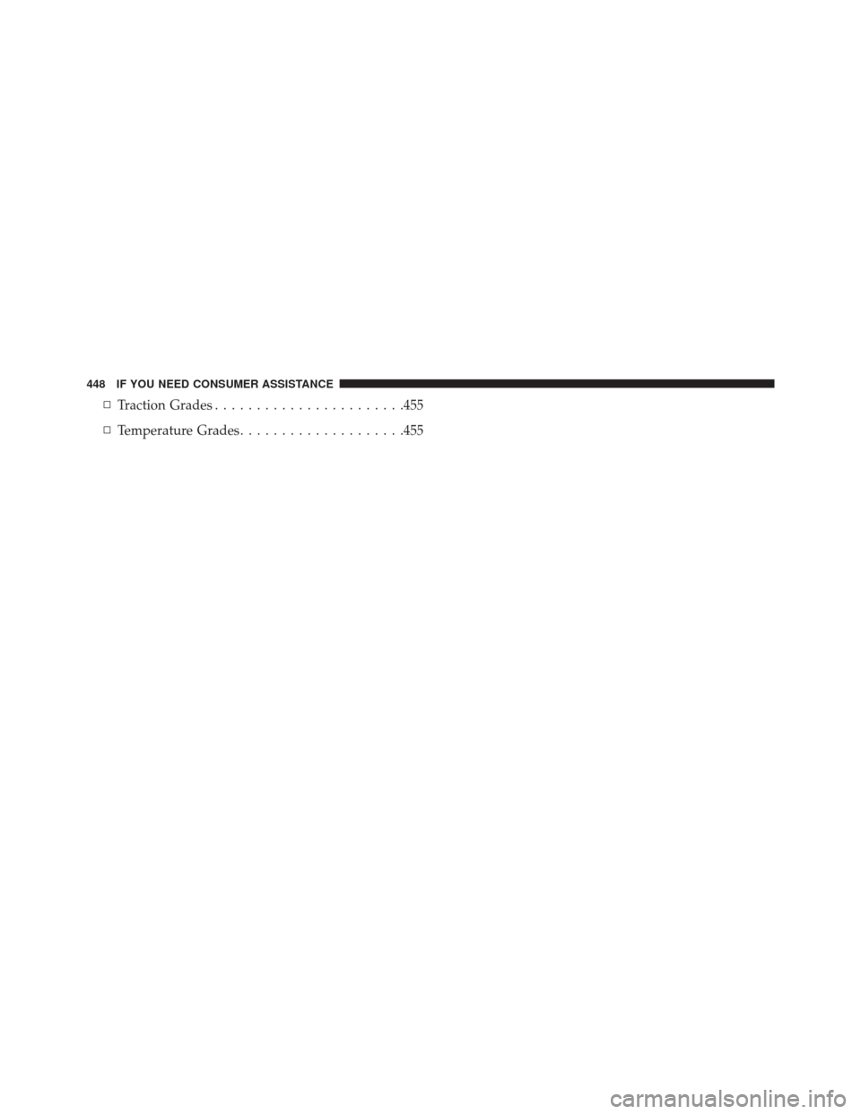 FIAT 500L 2016 2.G Owners Manual ▫Traction Grades ...................... .455
▫ Temperature Grades ....................455
448 IF YOU NEED CONSUMER ASSISTANCE 