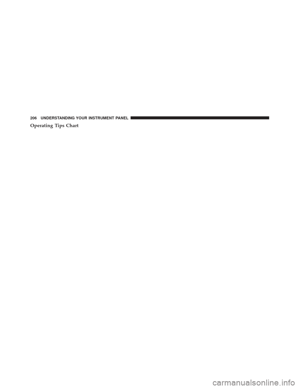 FIAT 500L 2017 2.G Owners Manual Operating Tips Chart
206 UNDERSTANDING YOUR INSTRUMENT PANEL 