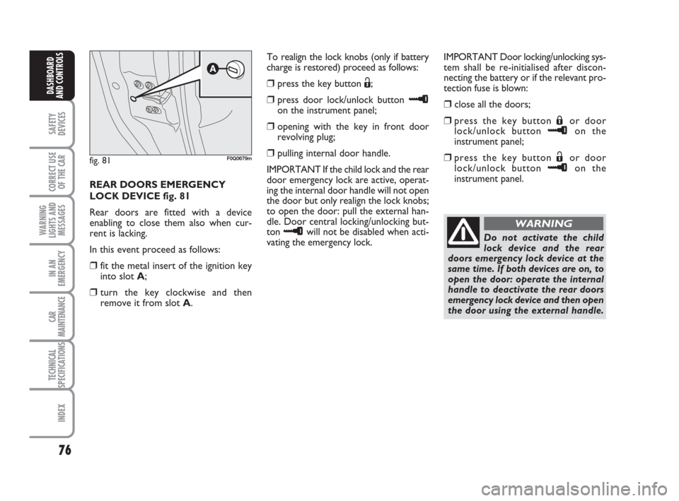Dashboard FIAT BRAVO 2008 2.G Manual PDF (246 Pages)